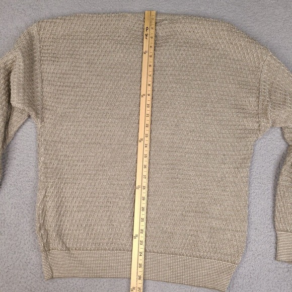 Vintage Bachrach Sweater Mens Large Brown Beige Cosby Style V-Neck Made In Italy - Picture 12 of 14